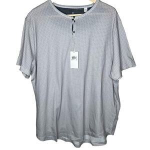 Con.Struct Henley Shirt XXXL Mens Curved Hem Taupe Printed Waffle Knit Slim New